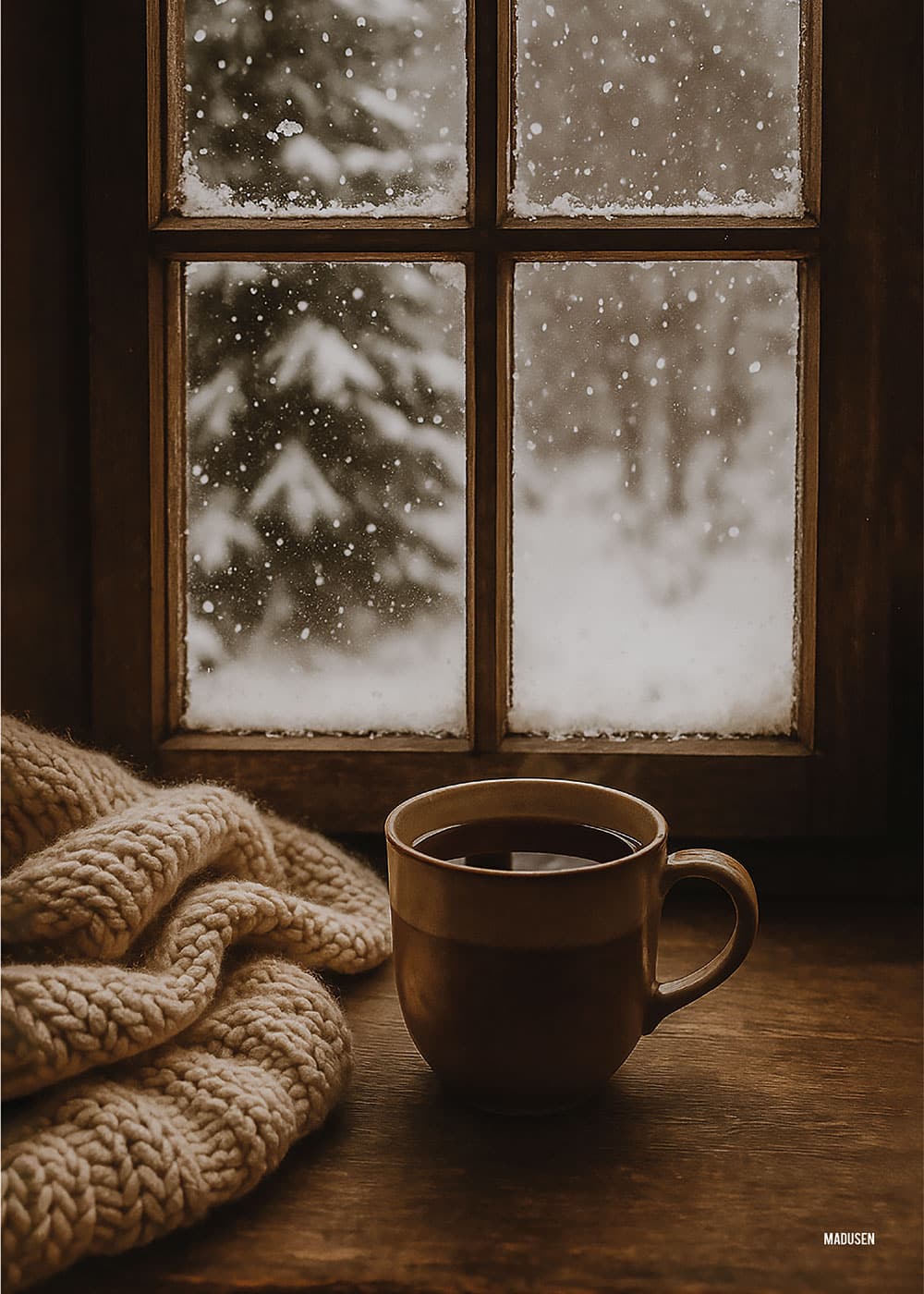 Sneklædt vindue Plakat