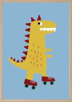 Dinosaur På Rulleskøjter Plakat