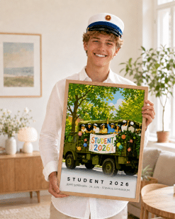 Student 2026 Blå Hue Plakat
